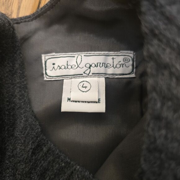 Isabel Garreton Girl's 4 Gray Pink Wool Blend Short Sleeve Knee Length Dress - Picture 3 of 14